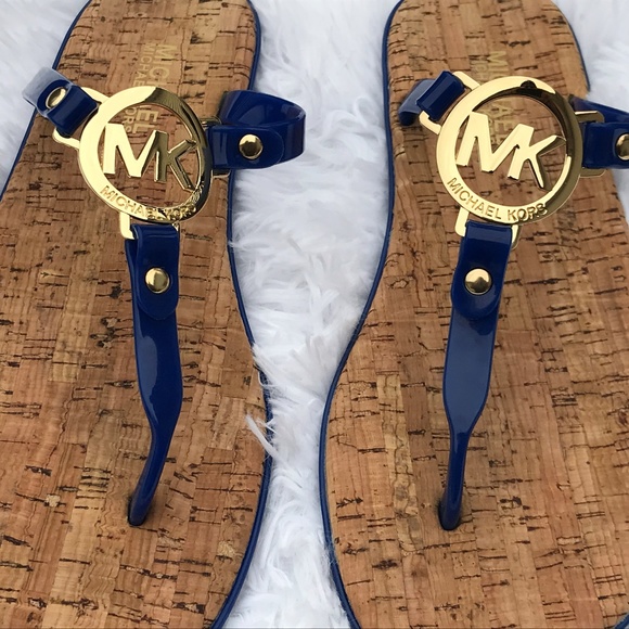 Michael Kors Women Sandal Shoe Slide Flats Blue - Picture 3 of 8